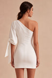 One Shoulder Bodycon Little White Dress