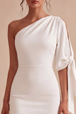 One Shoulder Bodycon Little White Dress
