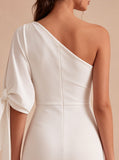 One Shoulder Bodycon Little White Dress