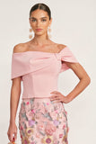 Light Pink Floral Off the Shoulder Mermaid Long Formal Dress