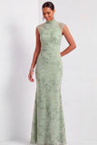Dusty Sage Floral Mermaid Maxi Cap Sleeves Wedding Guest Dress
