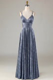 Dusty Blue Floral A Line Maxi Empire Waist Wedding Guest Dress