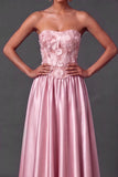 Light Blue Floral A Line Corset High Waist Long Wedding Guest Dress
