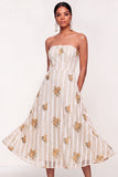 Ivory Floral Appliqued Strapless Long Wedding Guest Dress