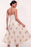 Ivory Floral Appliqued Strapless Long Wedding Guest Dress