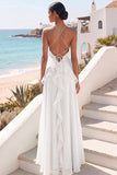 Lake Blue Maxi A Line Ruffled Criss Cross Back Wedding Guest Dress