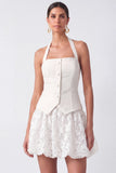 White Halter Neck Short A Line Bridal Shower Dress