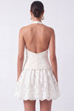 White Halter Neck Short A Line Bridal Shower Dress