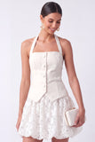 White Halter Neck Short A Line Bridal Shower Dress