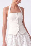 White Halter Neck Short A Line Bridal Shower Dress