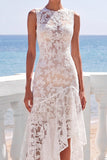 Navy Floral Ruffled High Low Wedding Guest Dress