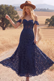 White Lace A Line Corset Long Western Wedding Dress