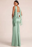 White Mermaid Maxi Corset Satin Basque Waist Wedding Reception Dress with Lace