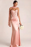 White Mermaid Maxi Corset Satin Basque Waist Wedding Reception Dress with Lace
