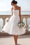 A Line Floral Lace Sweetheart Midi Wedding Reception Dress