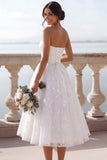A Line Floral Lace Sweetheart Midi Wedding Reception Dress
