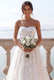 A Line Floral Lace Sweetheart Midi Wedding Reception Dress