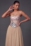 White A Line Sparkly High Waist Long Wedding Reception Dress
