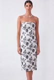 Black Floral Sheath 2 Piece Midi Work Dress with Jacket
