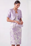 Black Floral Sheath 2 Piece Midi Work Dress with Jacket