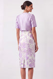 Black Floral Sheath 2 Piece Midi Work Dress with Jacket