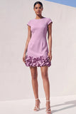 Blue Bodycon Cap Sleeves Short Appliqued Work Dress