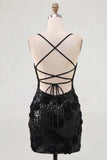 Pink Bodycon Floral Spaghetti Straps Short Homecoming Dress