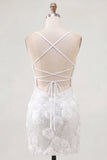 Pink Bodycon Floral Spaghetti Straps Short Homecoming Dress