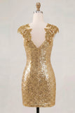 Bodycon Sequined Black Sparkly Short Homecoming Dress with Beading