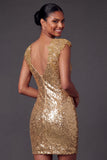 Bodycon Sequined Black Sparkly Short Homecoming Dress with Beading
