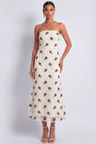 White Strapless Mermaid Maxi Formal Dress with Embroidery