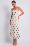 White Strapless Mermaid Maxi Formal Dress with Embroidery