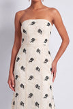 White Strapless Mermaid Maxi Formal Dress with Embroidery