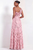 Pink Floral One Shoulder Sparkly Sequined Long Formal Dress with Slit