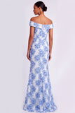 Green Mermaid Floral Appliqued Long Formal Dress