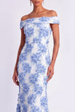 Green Mermaid Floral Appliqued Long Formal Dress