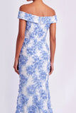 Green Mermaid Floral Appliqued Long Formal Dress