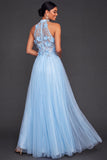 Halter Neck Dusty Sage Floral Long Formal Dress with Slit