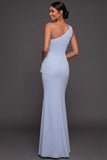 Light Blue Mermaid Strapless Long Formal Dress