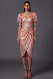 Sheath English Rose Sweetheart Glitter Midi Formal Dress