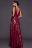Sparkly Glitter A Line Light Blue Long Formal Dress