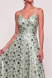 Pink Sparkly Sequined A Line Long Formal Dress