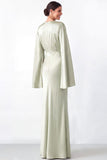 Dusty Sage Mermaid Satin Long Mother of the Bride Dress