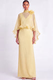 Light Blue Mermaid V Neck Long Mother of the Bride Dress with Cape