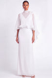 Light Blue Mermaid V Neck Long Mother of the Bride Dress with Cape