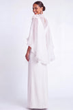 Light Blue Mermaid V Neck Long Mother of the Bride Dress with Cape