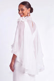 Light Blue Mermaid V Neck Long Mother of the Bride Dress with Cape