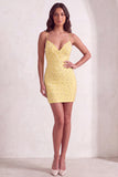 Sparkly Beaded Pink Bodycon Spaghetti Straps Short Cocktail Dress