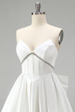 Sparkly White Corset Strapless Short Cocktail Dress with Rhinestone