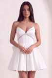 Sparkly White Corset Strapless Short Cocktail Dress with Rhinestone